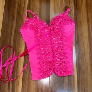 Small Body Central padded corset top bling hot pink